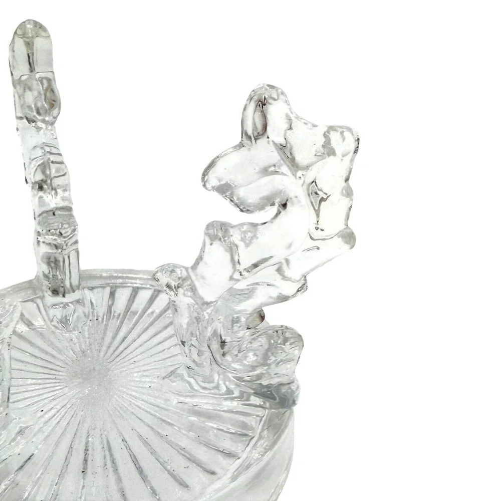 Clear Glass Crystal‎ Display Stand Holder Ornate Acanthus Leaf Design